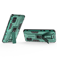 Funda Bumper Silicona y Plastico Mate Carcasa con Magnetico Soporte KC3 para Samsung Galaxy A51 4G Verde
