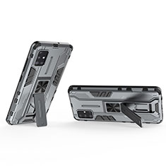 Funda Bumper Silicona y Plastico Mate Carcasa con Magnetico Soporte KC3 para Samsung Galaxy M40S Gris