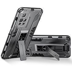 Funda Bumper Silicona y Plastico Mate Carcasa con Magnetico Soporte KC3 para Xiaomi Redmi Note 11 5G Gris