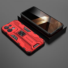 Funda Bumper Silicona y Plastico Mate Carcasa con Magnetico Soporte KC3 para Xiaomi Redmi Note 13 Pro 5G Rojo