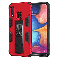 Funda Bumper Silicona y Plastico Mate Carcasa con Magnetico Soporte MQ1 para Samsung Galaxy A20e Rojo