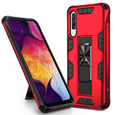 Funda Bumper Silicona y Plastico Mate Carcasa con Magnetico Soporte MQ1 para Samsung Galaxy A50S Rojo