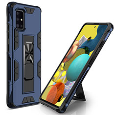 Funda Bumper Silicona y Plastico Mate Carcasa con Magnetico Soporte MQ1 para Samsung Galaxy A51 5G Azul