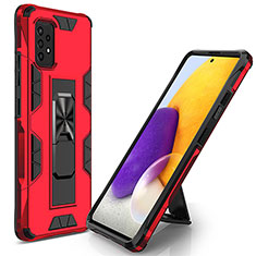 Funda Bumper Silicona y Plastico Mate Carcasa con Magnetico Soporte MQ1 para Samsung Galaxy A72 5G Rojo