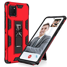 Funda Bumper Silicona y Plastico Mate Carcasa con Magnetico Soporte MQ1 para Samsung Galaxy A81 Rojo