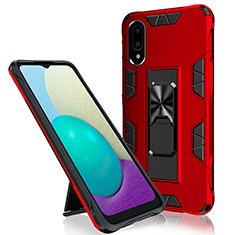 Funda Bumper Silicona y Plastico Mate Carcasa con Magnetico Soporte MQ1 para Samsung Galaxy M02 Rojo