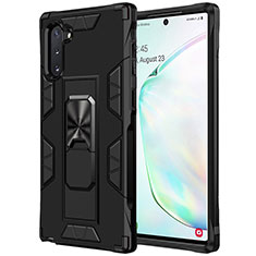 Funda Bumper Silicona y Plastico Mate Carcasa con Magnetico Soporte MQ1 para Samsung Galaxy Note 10 5G Negro