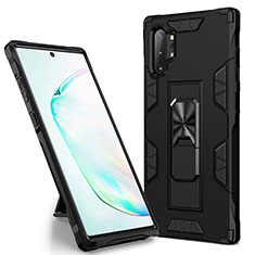 Funda Bumper Silicona y Plastico Mate Carcasa con Magnetico Soporte MQ1 para Samsung Galaxy Note 10 Plus 5G Negro