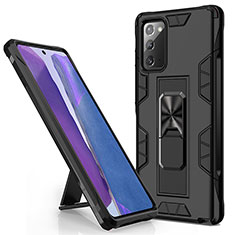 Funda Bumper Silicona y Plastico Mate Carcasa con Magnetico Soporte MQ1 para Samsung Galaxy Note 20 5G Negro