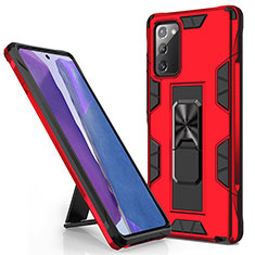 Funda Bumper Silicona y Plastico Mate Carcasa con Magnetico Soporte MQ1 para Samsung Galaxy Note 20 5G Rojo