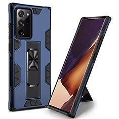 Funda Bumper Silicona y Plastico Mate Carcasa con Magnetico Soporte MQ1 para Samsung Galaxy Note 20 Ultra 5G Azul