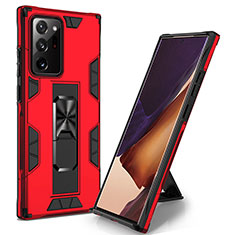 Funda Bumper Silicona y Plastico Mate Carcasa con Magnetico Soporte MQ1 para Samsung Galaxy Note 20 Ultra 5G Rojo