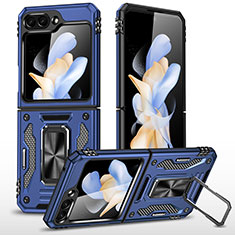 Funda Bumper Silicona y Plastico Mate Carcasa con Magnetico Soporte MQ1 para Samsung Galaxy Z Flip5 5G Azul