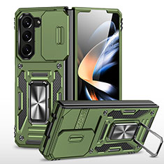 Funda Bumper Silicona y Plastico Mate Carcasa con Magnetico Soporte MQ1 para Samsung Galaxy Z Fold5 5G Verde