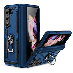 Funda Bumper Silicona y Plastico Mate Carcasa con Magnetico Soporte MQ2 para Samsung Galaxy Z Fold5 5G Azul