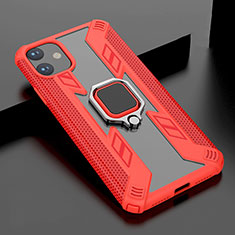 Funda Bumper Silicona y Plastico Mate Carcasa con Magnetico Soporte para Apple iPhone 11 Rojo