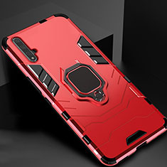 Funda Bumper Silicona y Plastico Mate Carcasa con Magnetico Soporte para Huawei Honor 20 Rojo