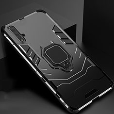 Funda Bumper Silicona y Plastico Mate Carcasa con Magnetico Soporte para Huawei Nova 5T Negro