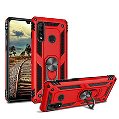 Funda Bumper Silicona y Plastico Mate Carcasa con Magnetico Soporte para Huawei P30 Lite XL Rojo