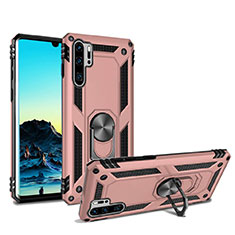 Funda Bumper Silicona y Plastico Mate Carcasa con Magnetico Soporte para Huawei P30 Pro Oro Rosa