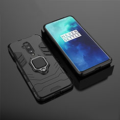 Funda Bumper Silicona y Plastico Mate Carcasa con Magnetico Soporte para OnePlus 7T Pro 5G Negro