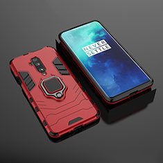 Funda Bumper Silicona y Plastico Mate Carcasa con Magnetico Soporte para OnePlus 7T Pro Rojo