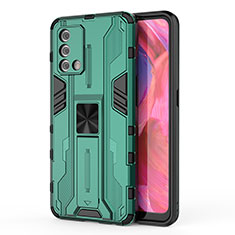 Funda Bumper Silicona y Plastico Mate Carcasa con Magnetico Soporte para Oppo A74 4G Verde