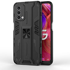 Funda Bumper Silicona y Plastico Mate Carcasa con Magnetico Soporte para Oppo A93 5G Negro