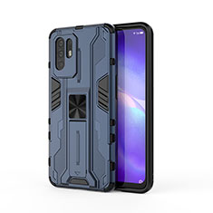 Funda Bumper Silicona y Plastico Mate Carcasa con Magnetico Soporte para Oppo A94 5G Azul