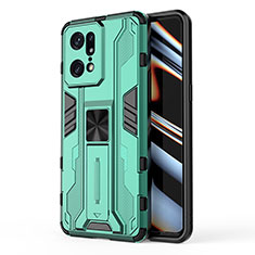 Funda Bumper Silicona y Plastico Mate Carcasa con Magnetico Soporte para Oppo Find X5 Pro 5G Verde