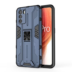 Funda Bumper Silicona y Plastico Mate Carcasa con Magnetico Soporte para Oppo K9 Pro 5G Azul