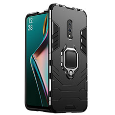 Funda Bumper Silicona y Plastico Mate Carcasa con Magnetico Soporte para Oppo Realme X Negro