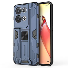 Funda Bumper Silicona y Plastico Mate Carcasa con Magnetico Soporte para Oppo Reno8 Pro+ Plus 5G Azul