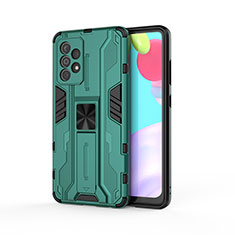 Funda Bumper Silicona y Plastico Mate Carcasa con Magnetico Soporte para Samsung Galaxy A52s 5G Verde