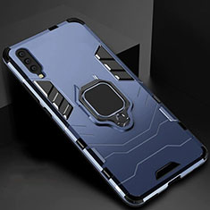 Funda Bumper Silicona y Plastico Mate Carcasa con Magnetico Soporte para Samsung Galaxy A70 Azul