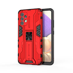 Funda Bumper Silicona y Plastico Mate Carcasa con Magnetico Soporte para Samsung Galaxy M32 5G Rojo