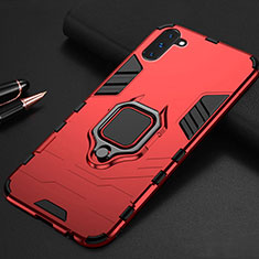 Funda Bumper Silicona y Plastico Mate Carcasa con Magnetico Soporte para Samsung Galaxy Note 10 Rojo