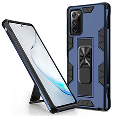 Funda Bumper Silicona y Plastico Mate Carcasa con Magnetico Soporte para Samsung Galaxy Note 20 5G Azul