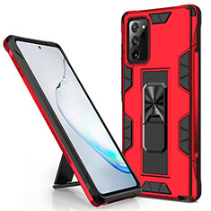 Funda Bumper Silicona y Plastico Mate Carcasa con Magnetico Soporte para Samsung Galaxy Note 20 Ultra 5G Rojo