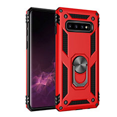 Funda Bumper Silicona y Plastico Mate Carcasa con Magnetico Soporte para Samsung Galaxy S10 Rojo