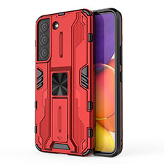 Funda Bumper Silicona y Plastico Mate Carcasa con Magnetico Soporte para Samsung Galaxy S21 5G Rojo