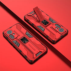 Funda Bumper Silicona y Plastico Mate Carcasa con Magnetico Soporte para Xiaomi Mi 12 Lite 5G Rojo