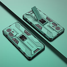 Funda Bumper Silicona y Plastico Mate Carcasa con Magnetico Soporte para Xiaomi Mi 12 Lite 5G Verde