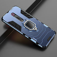 Funda Bumper Silicona y Plastico Mate Carcasa con Magnetico Soporte para Xiaomi Mi 9T Azul