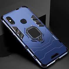 Funda Bumper Silicona y Plastico Mate Carcasa con Magnetico Soporte para Xiaomi Mi A2 Azul