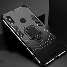Funda Bumper Silicona y Plastico Mate Carcasa con Magnetico Soporte para Xiaomi Mi Max 3 Negro
