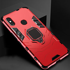 Funda Bumper Silicona y Plastico Mate Carcasa con Magnetico Soporte para Xiaomi Redmi 6 Pro Rojo
