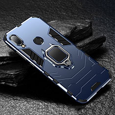 Funda Bumper Silicona y Plastico Mate Carcasa con Magnetico Soporte para Xiaomi Redmi Note 7 Azul