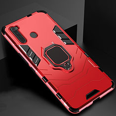 Funda Bumper Silicona y Plastico Mate Carcasa con Magnetico Soporte para Xiaomi Redmi Note 8 (2021) Rojo