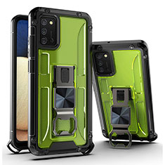 Funda Bumper Silicona y Plastico Mate Carcasa con Magnetico Soporte Q01W para Samsung Galaxy A03s Verde